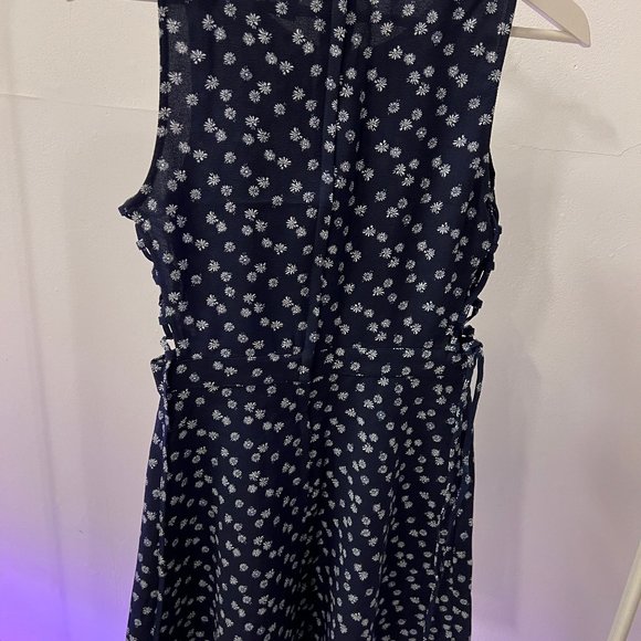 Sundress with Side Crisscross in Blue and White - Picture 2 of 5